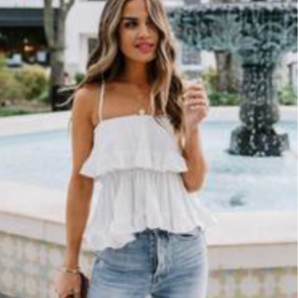 Vici Feel The Heat Cotton Ruffle Tiered Tank-Large